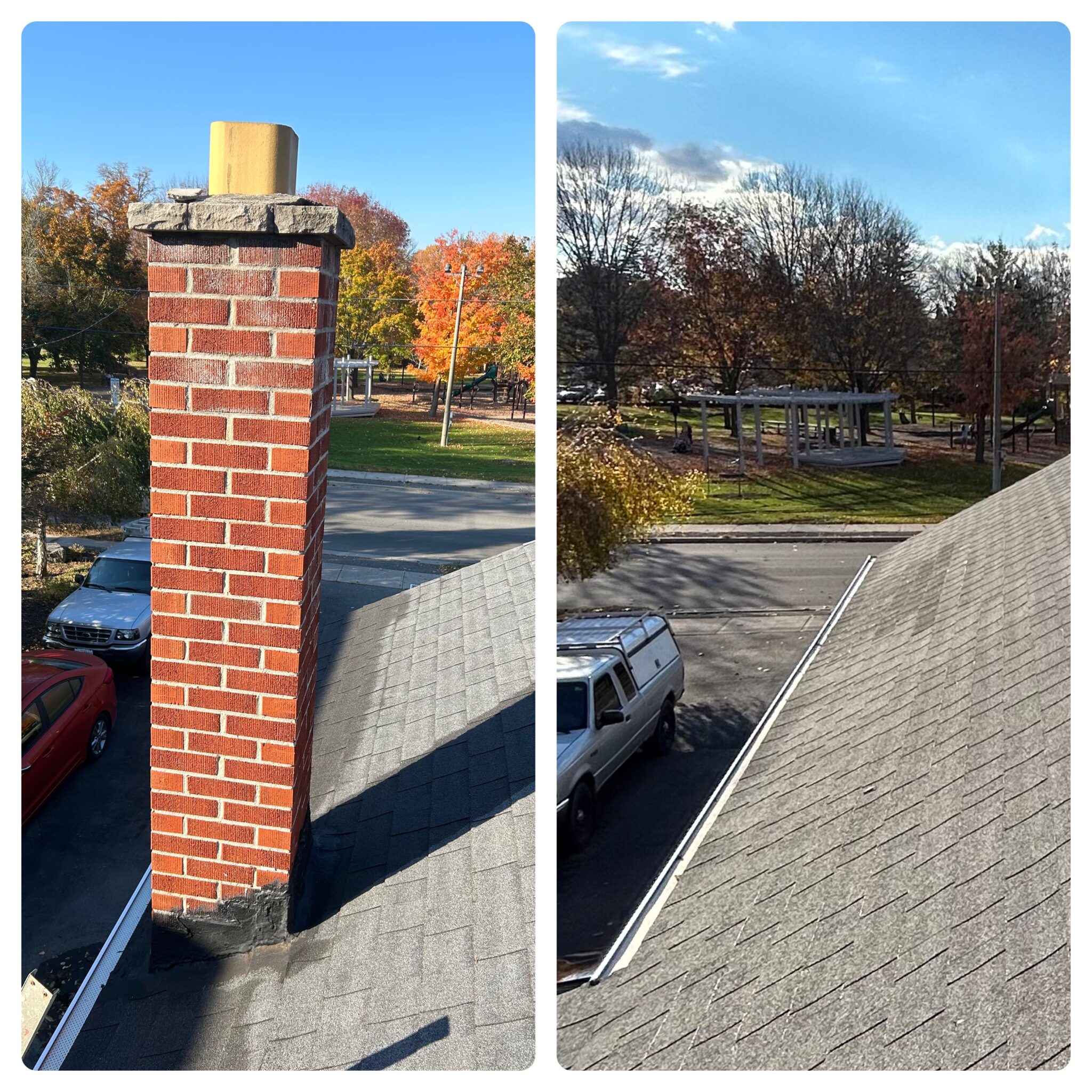 Before and after chimney removal